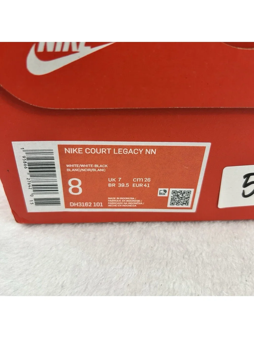 Nike Court Legacy NN White Black Men Unisex Casual Lifestyle Size 8 Shoes